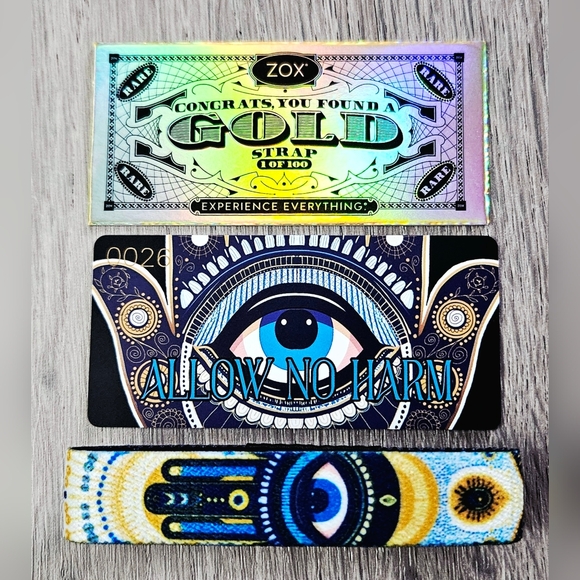 ZOX "ALLOW NO HARM" #26 INTERACTIVE Hamsa Blog GOLD W CARD COLLECTIBLE WRISTBAND - Picture 1 of 6